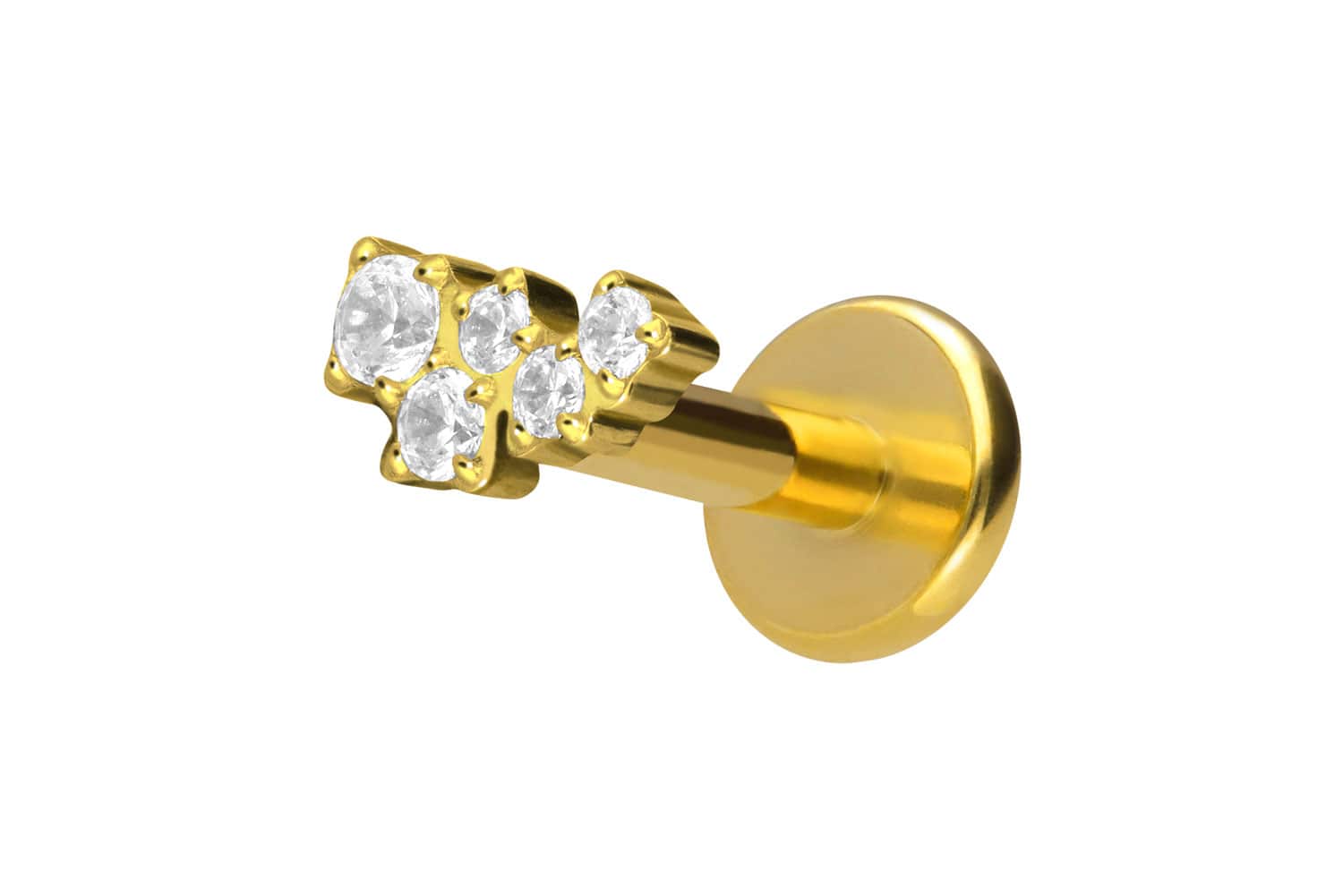 Titan Labret Piercing mit Push Fit KRISTALLWOLKE